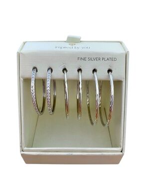 INSPIRED BY YOU silver plated hoop pierced earring set